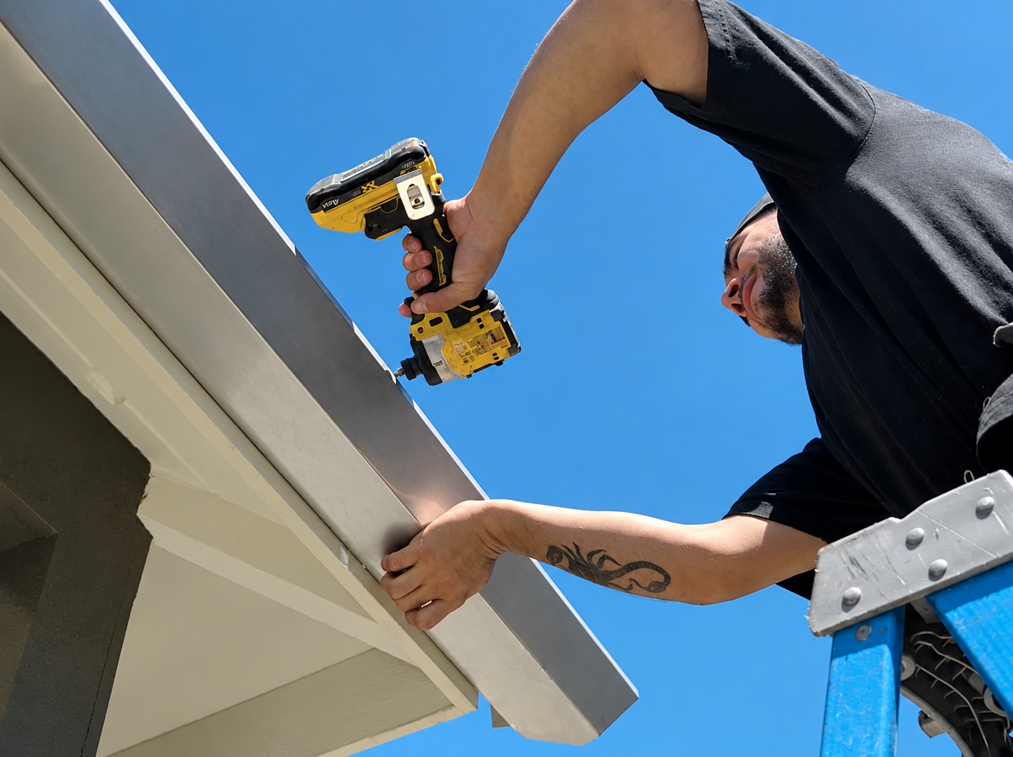 Gutters Done Right installer working on a gutter system