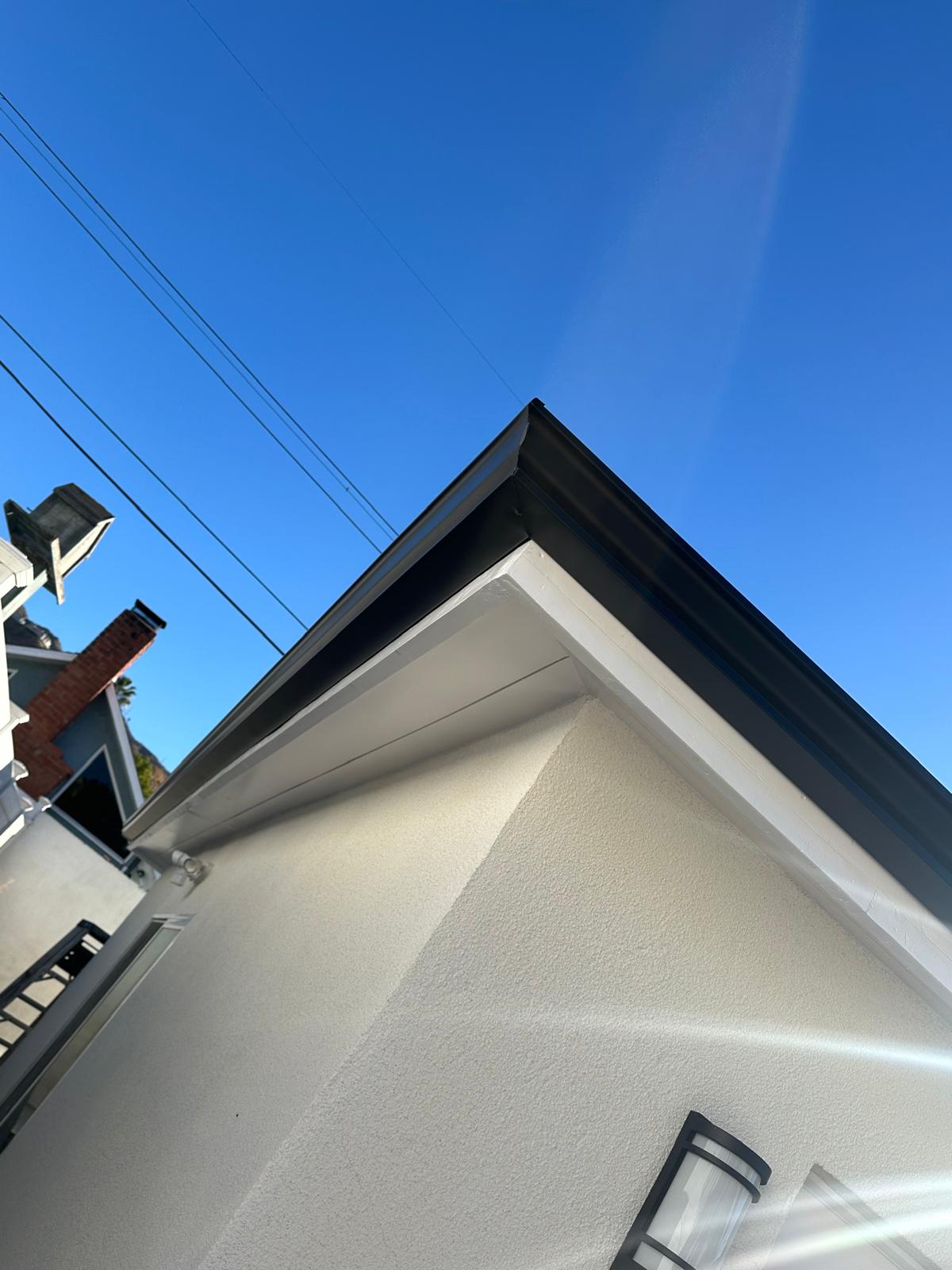 Black gutter corner craftsmanship detail